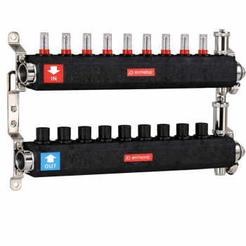 Distribuitor cu 9 cai 1'' inox EVERPRO cu debitmetre